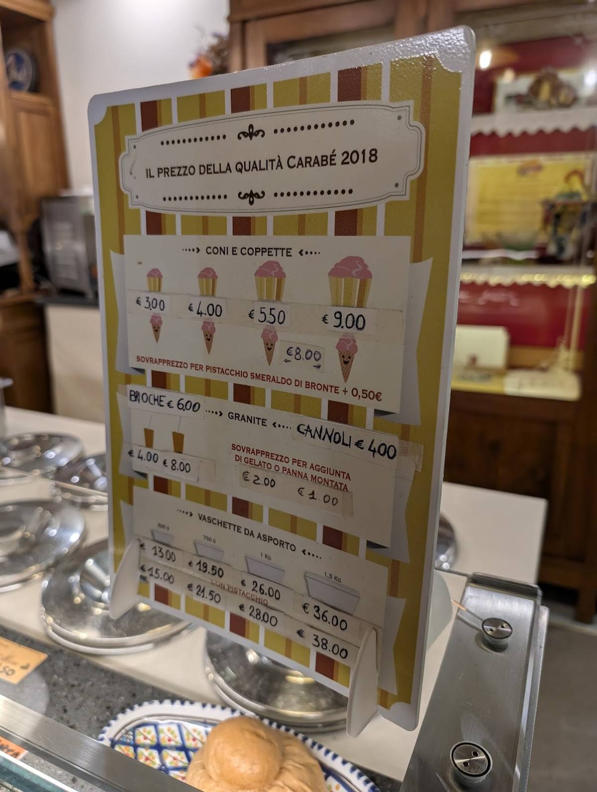 Menu de Carabè Firenze