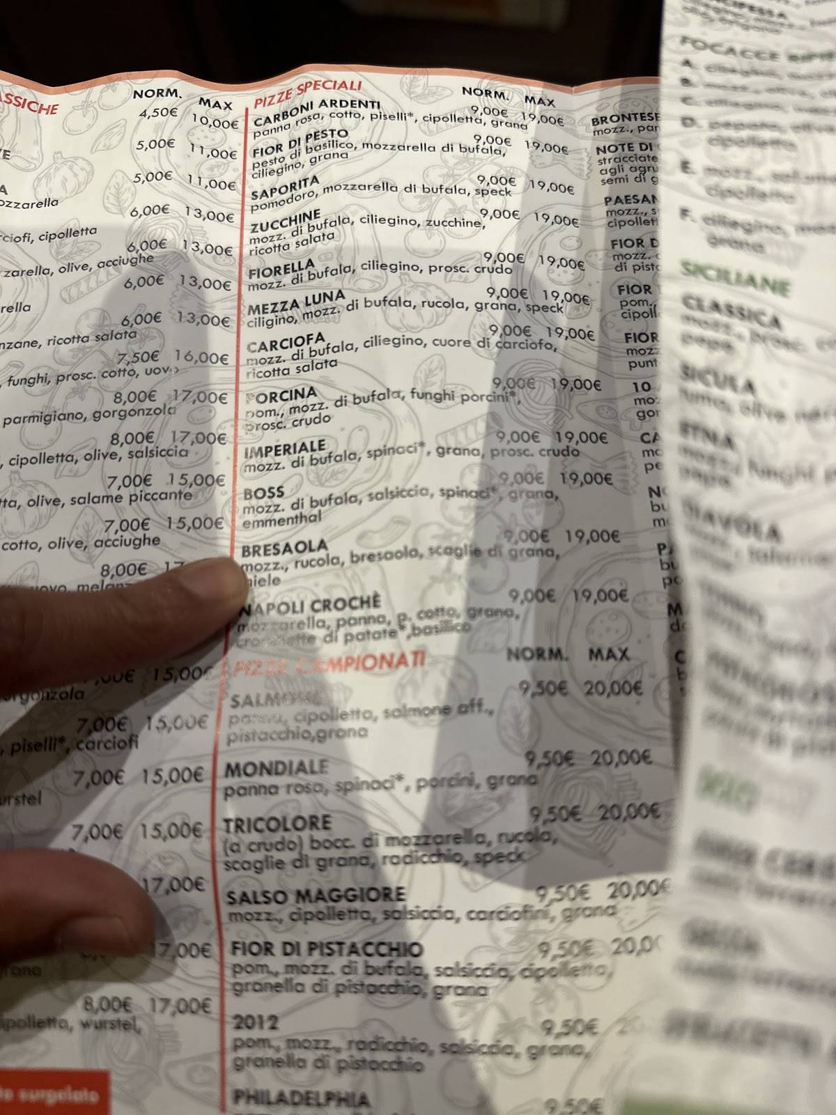 Menu di Carboni Ardenti Pizzeria 