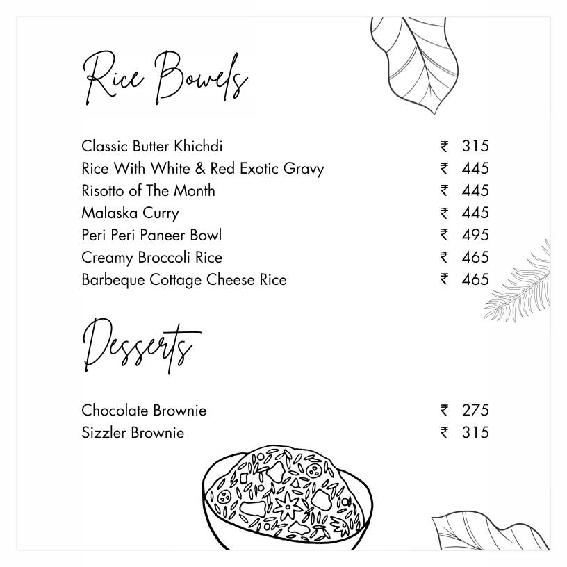 Casa Boho menu