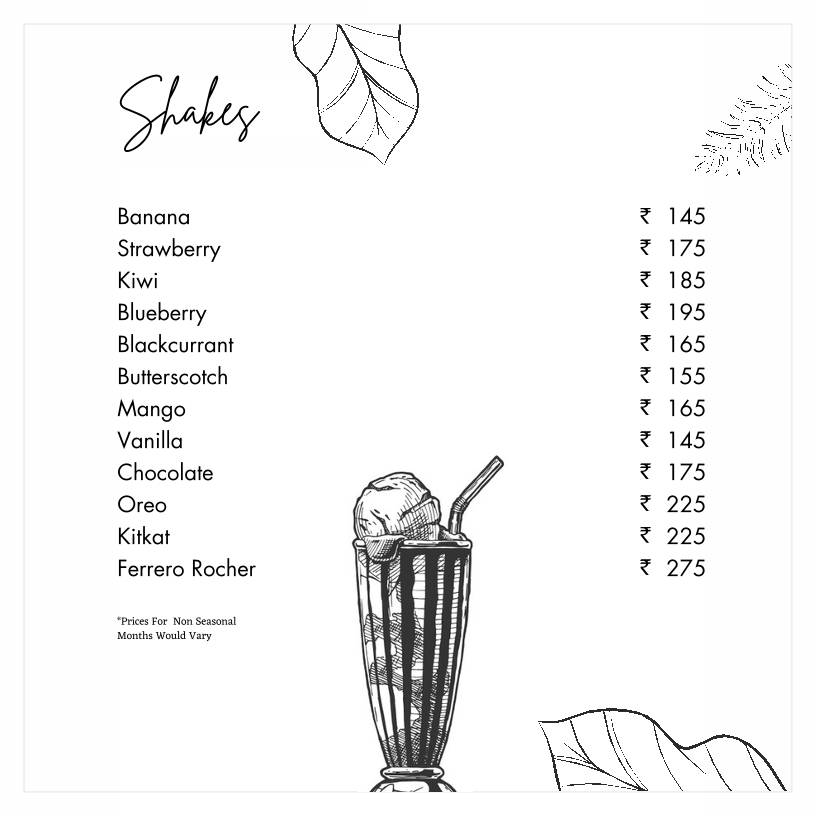 Casa Boho menu
