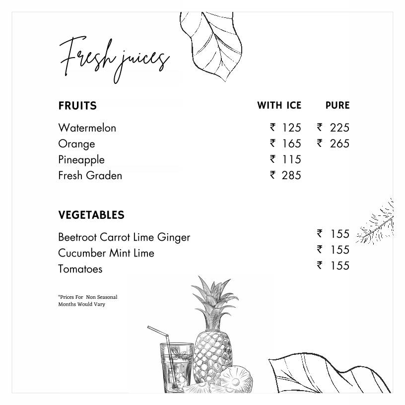 Casa Boho menu