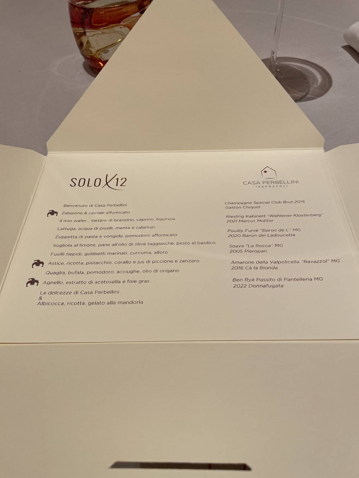 Menu di Casa Perbellini - 12 Apostoli 
