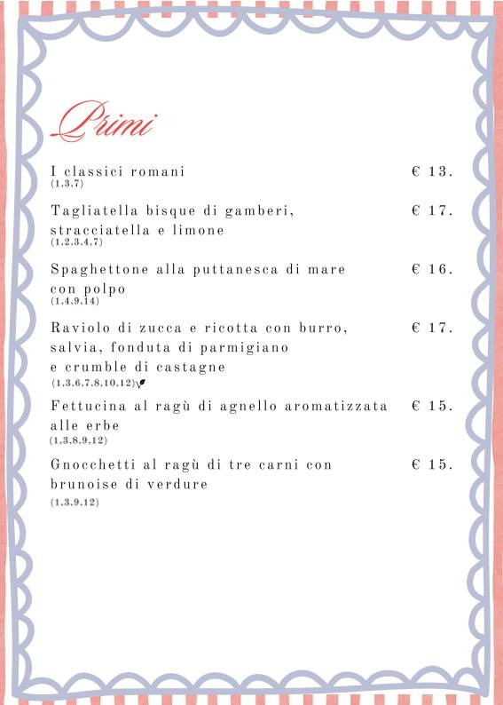 Menu di Casa Vidaschi 