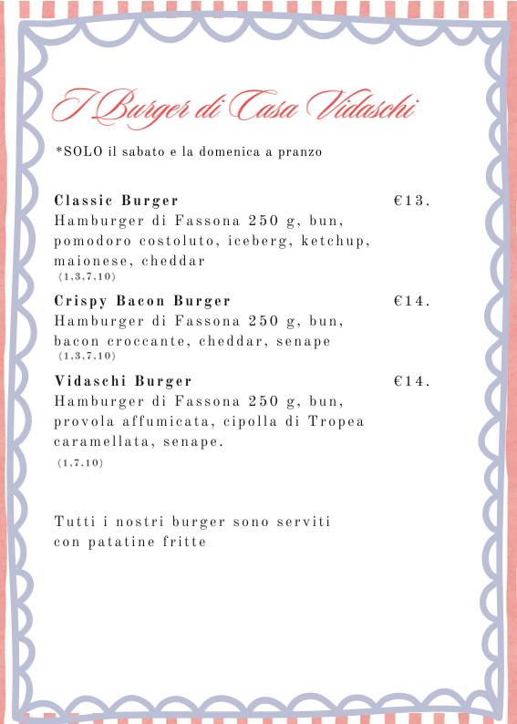 Menu di Casa Vidaschi 