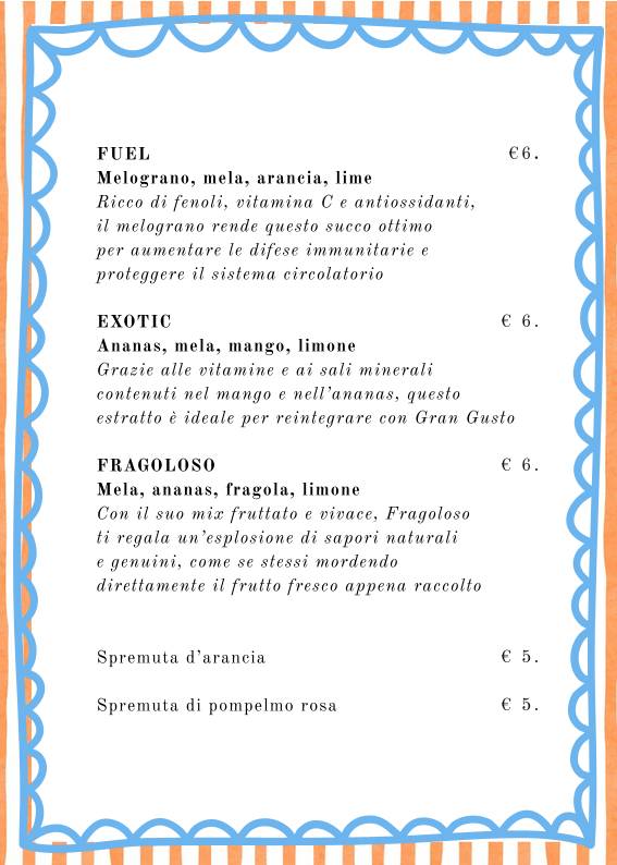 Menu di Casa Vidaschi 