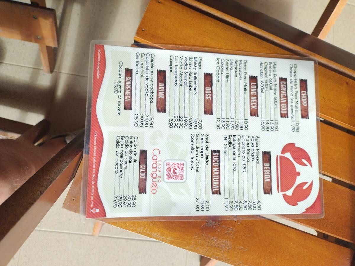 Casa do Caranguejo SPA cardápio