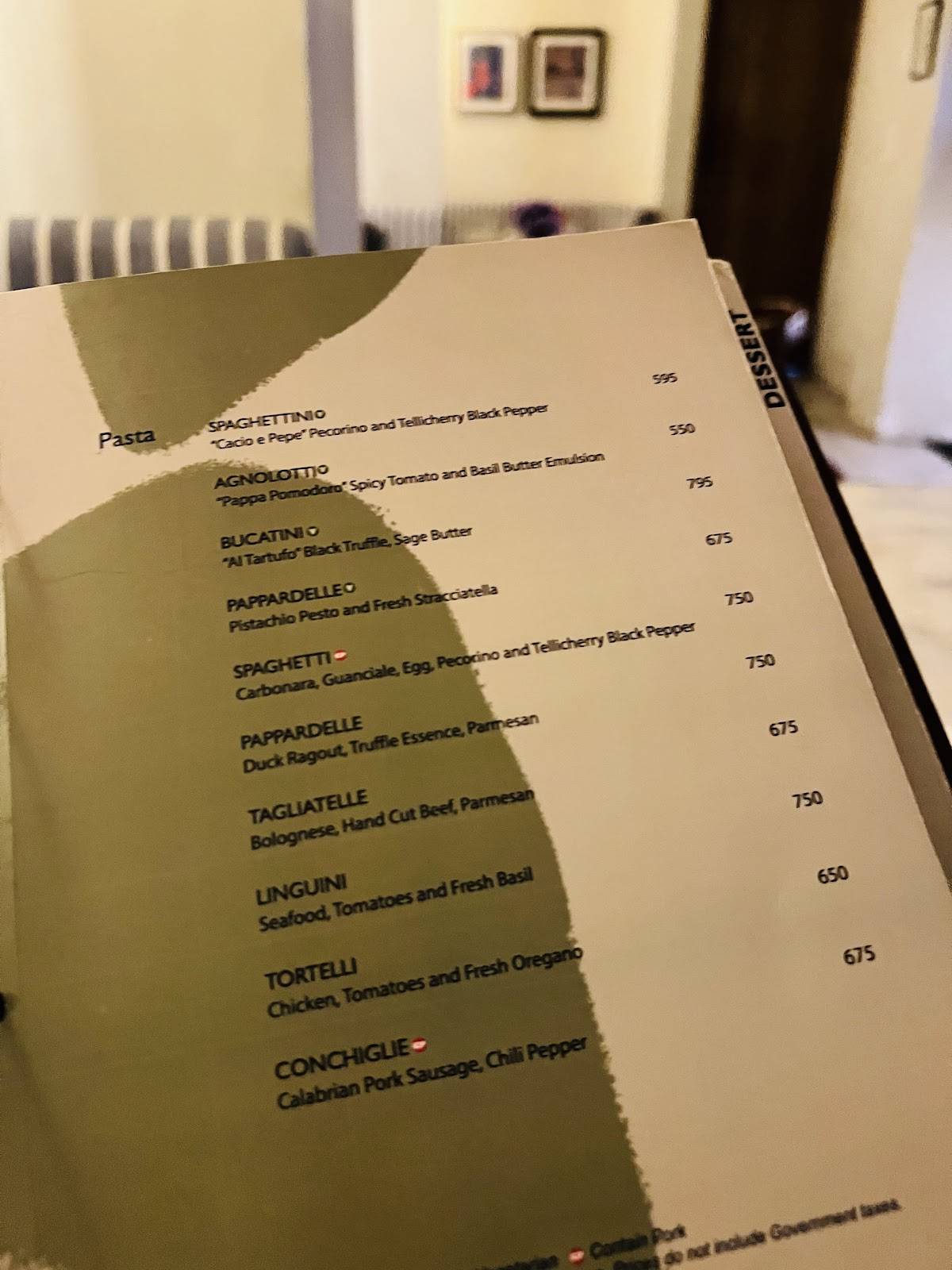 Casanoni Trattoria menu