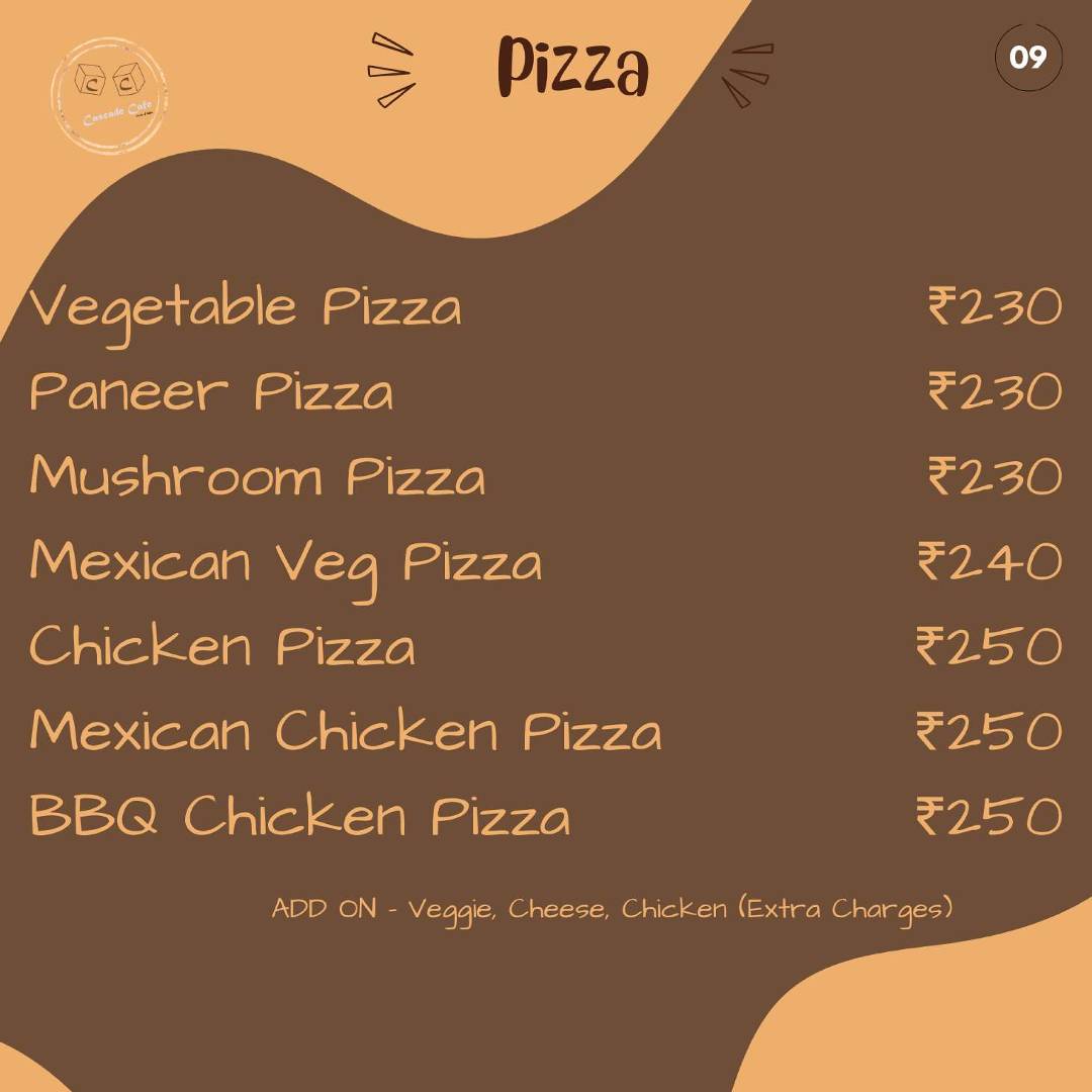 Cascade Cafe menu