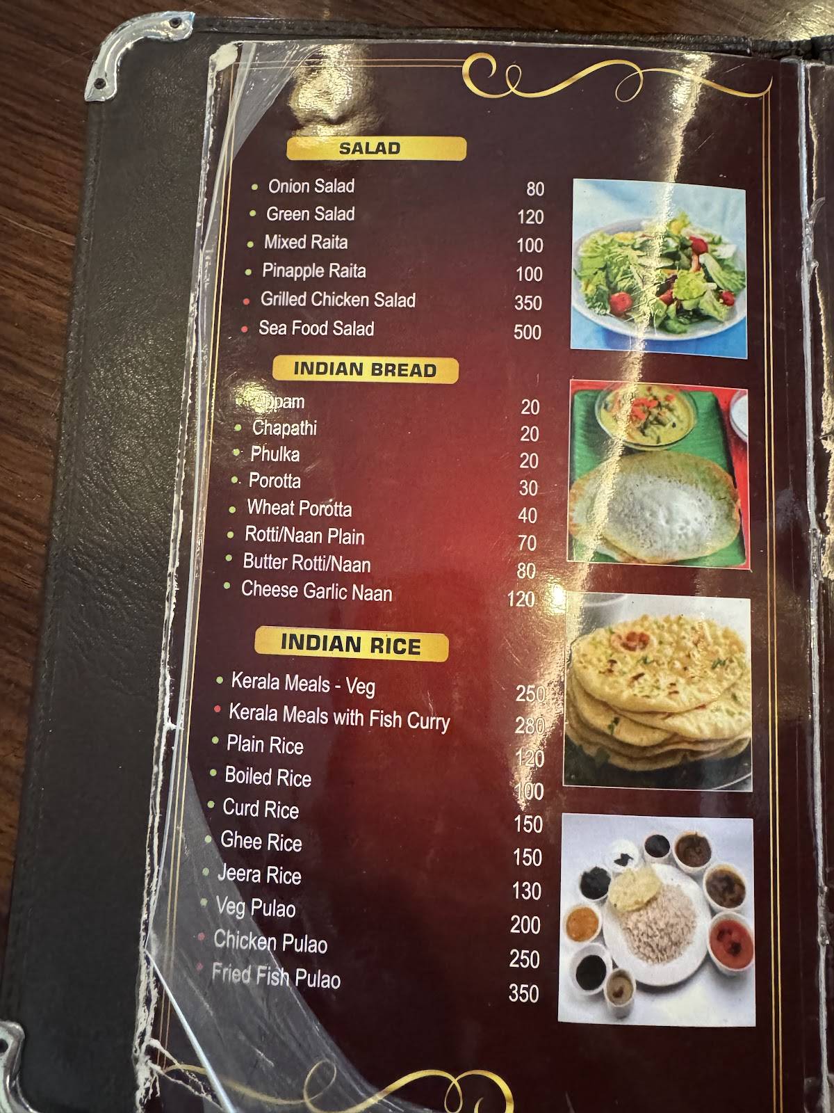 Cassia Restaurant, Alappuzha menu