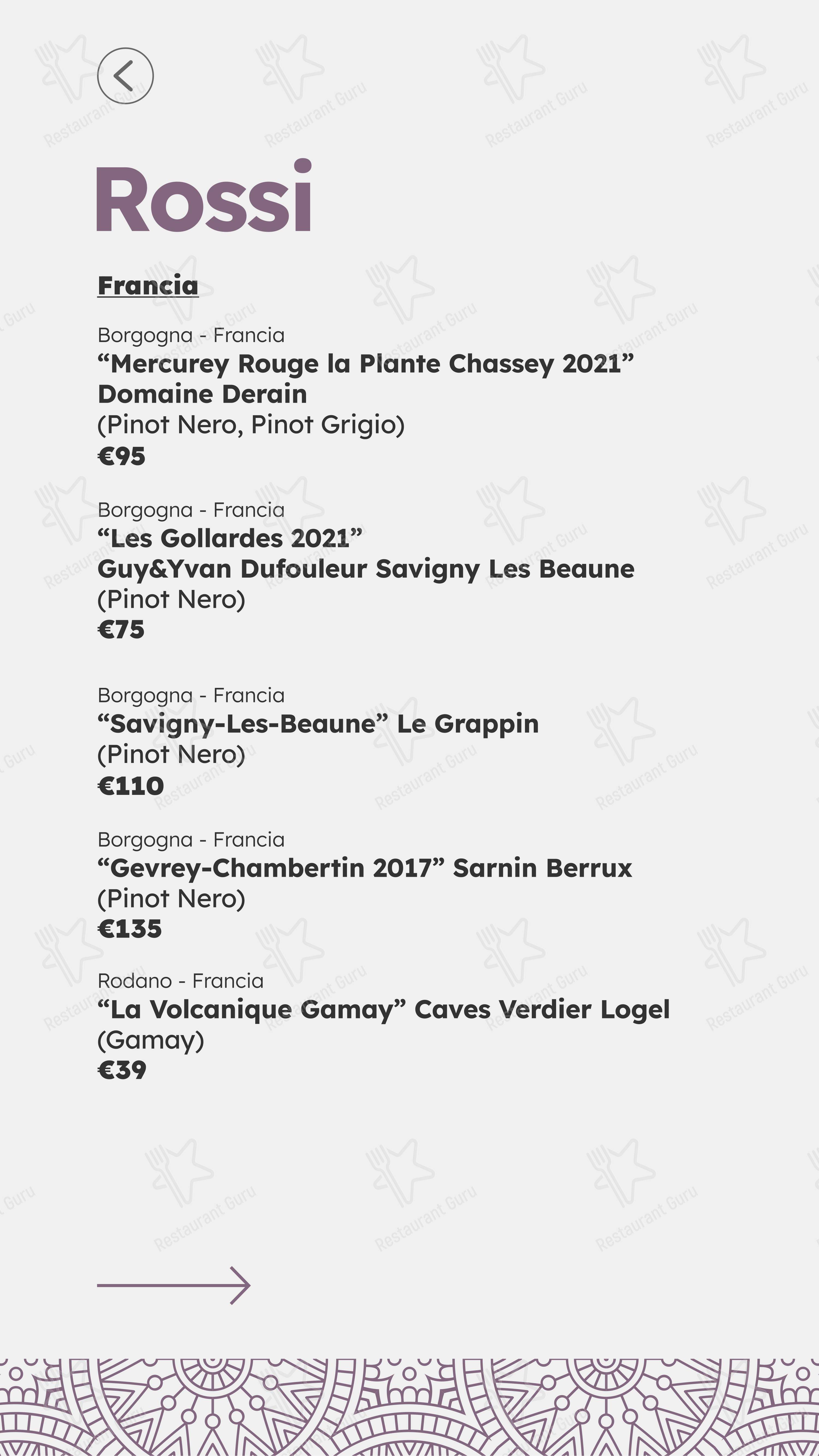 Menu pour Castelli in Aria - Menu