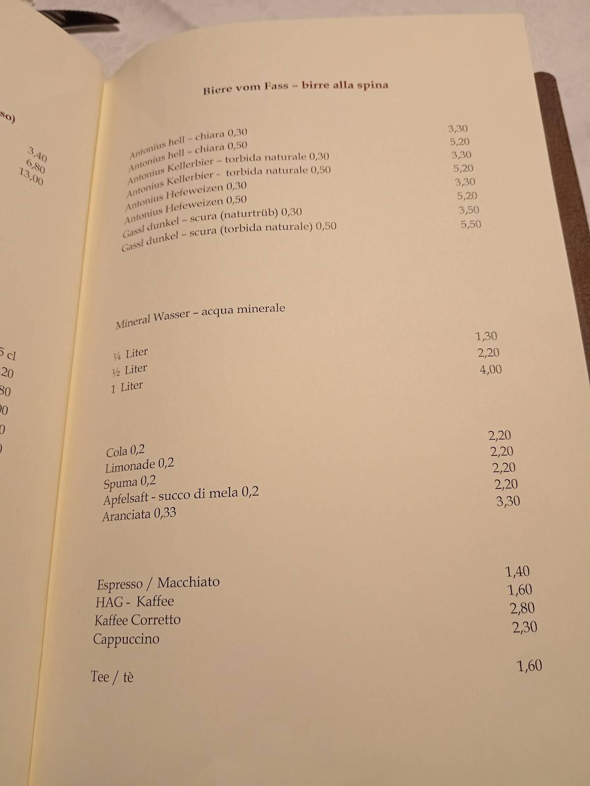 Menu di Cavallino Bianco 