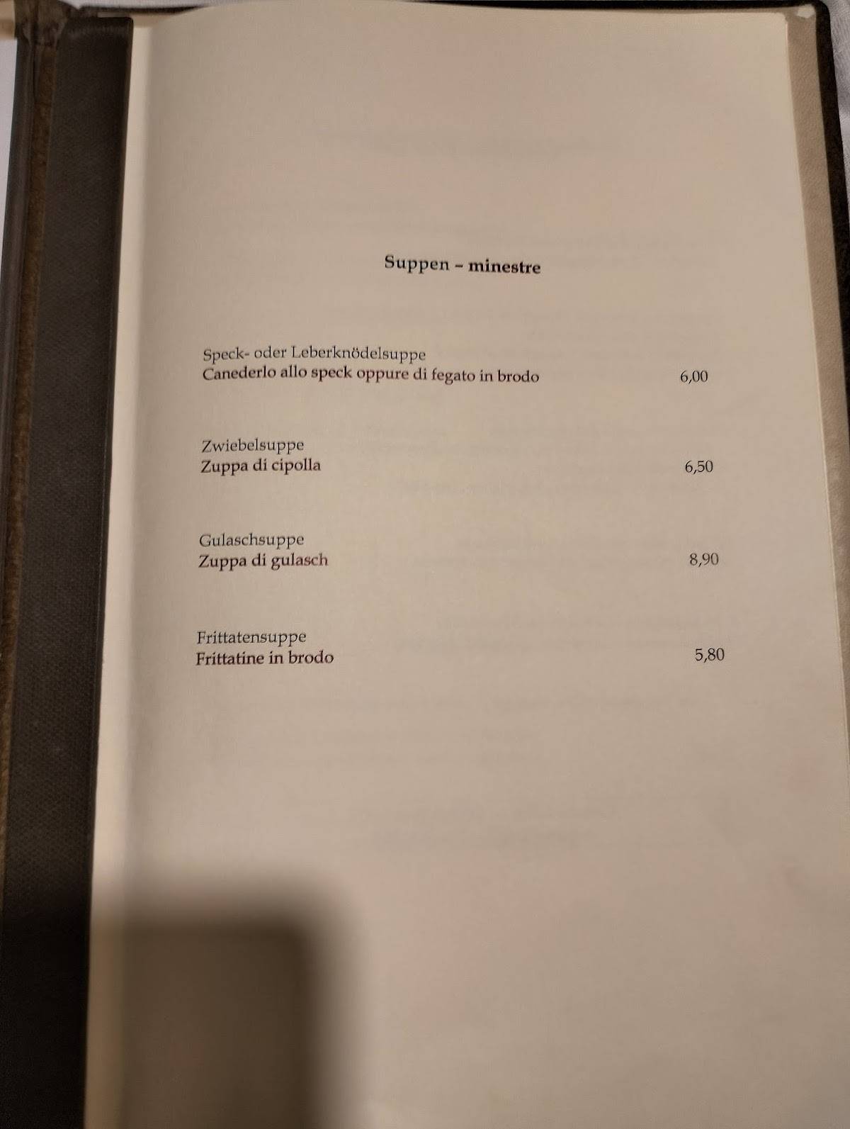 Menu di Cavallino Bianco 