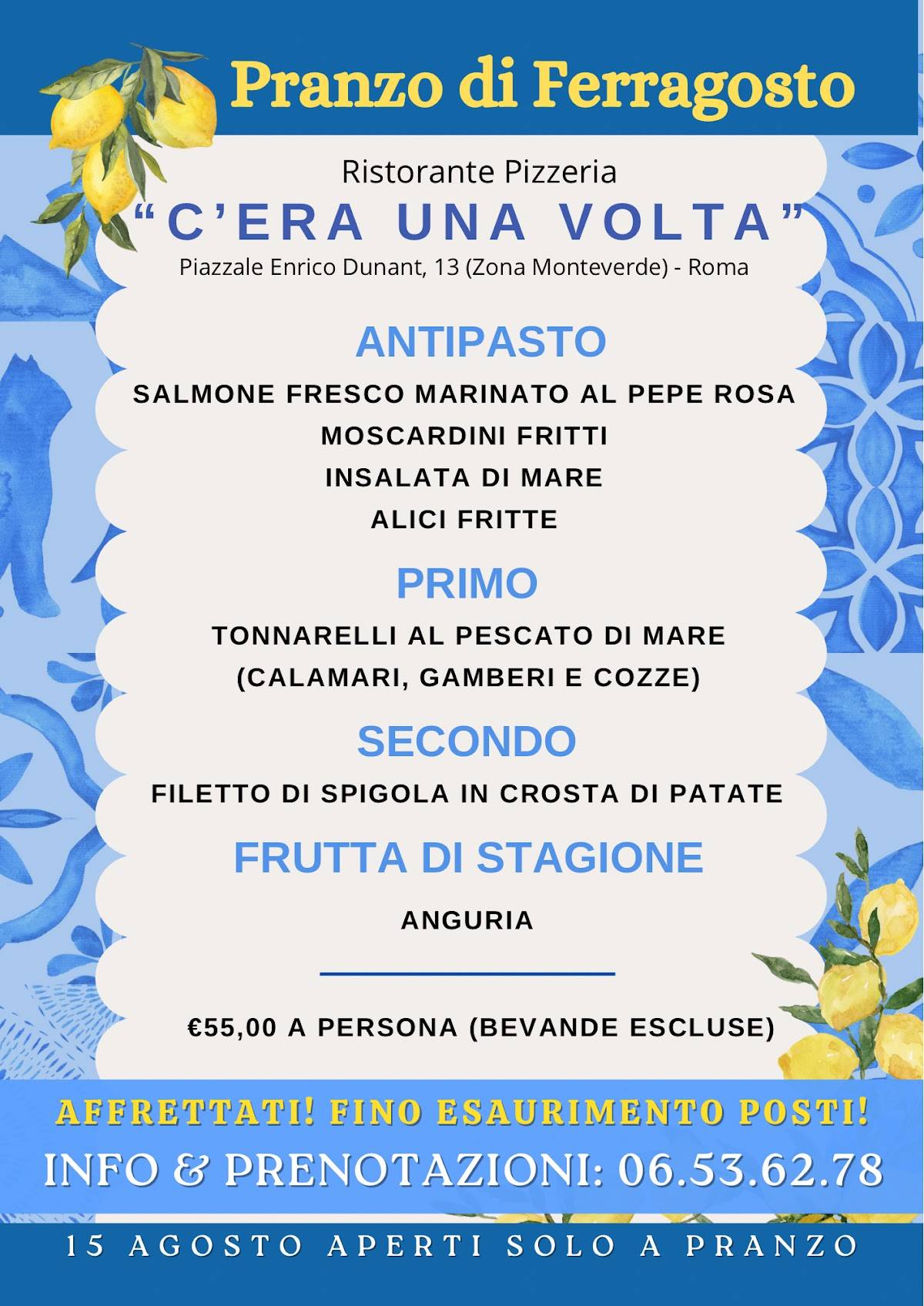 Menu di C'era una Volta 