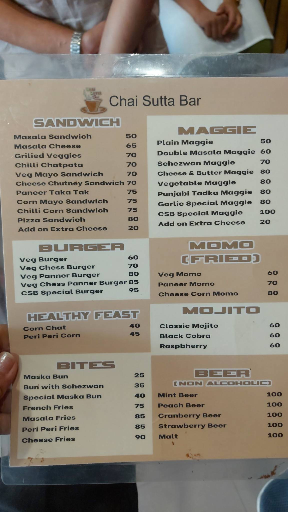 Chai Sutta Bar menu