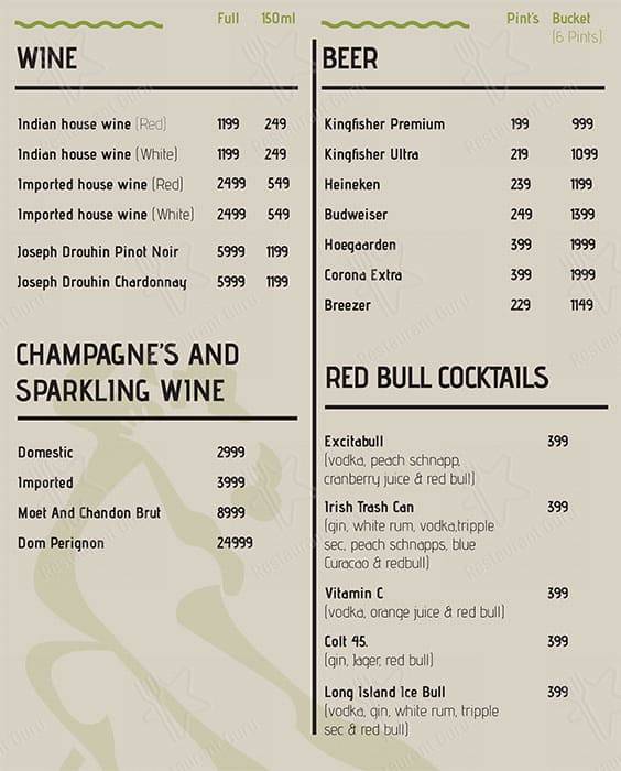 Lazy Shack menu