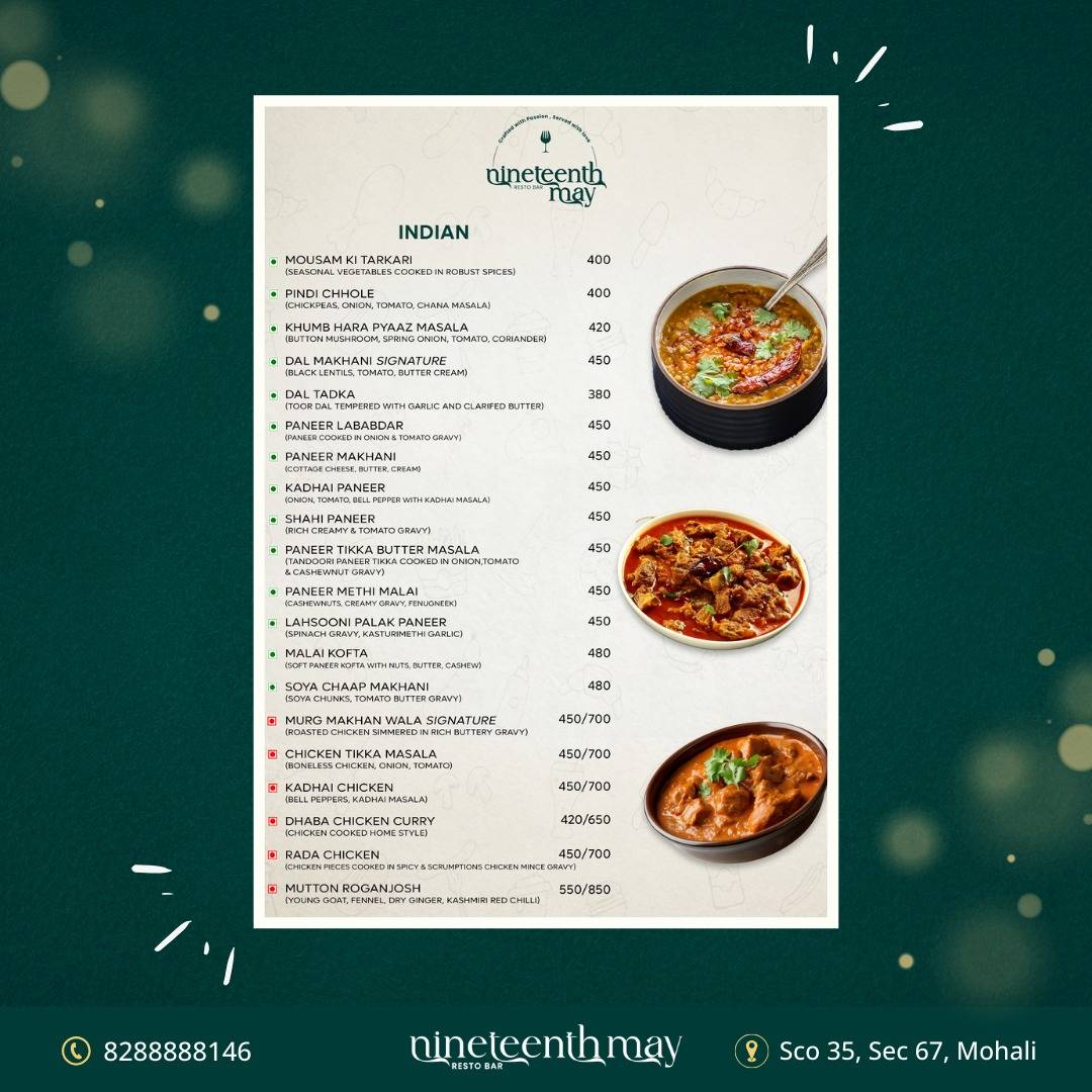 Nineteenth May Resto-Bar Catering Services menu