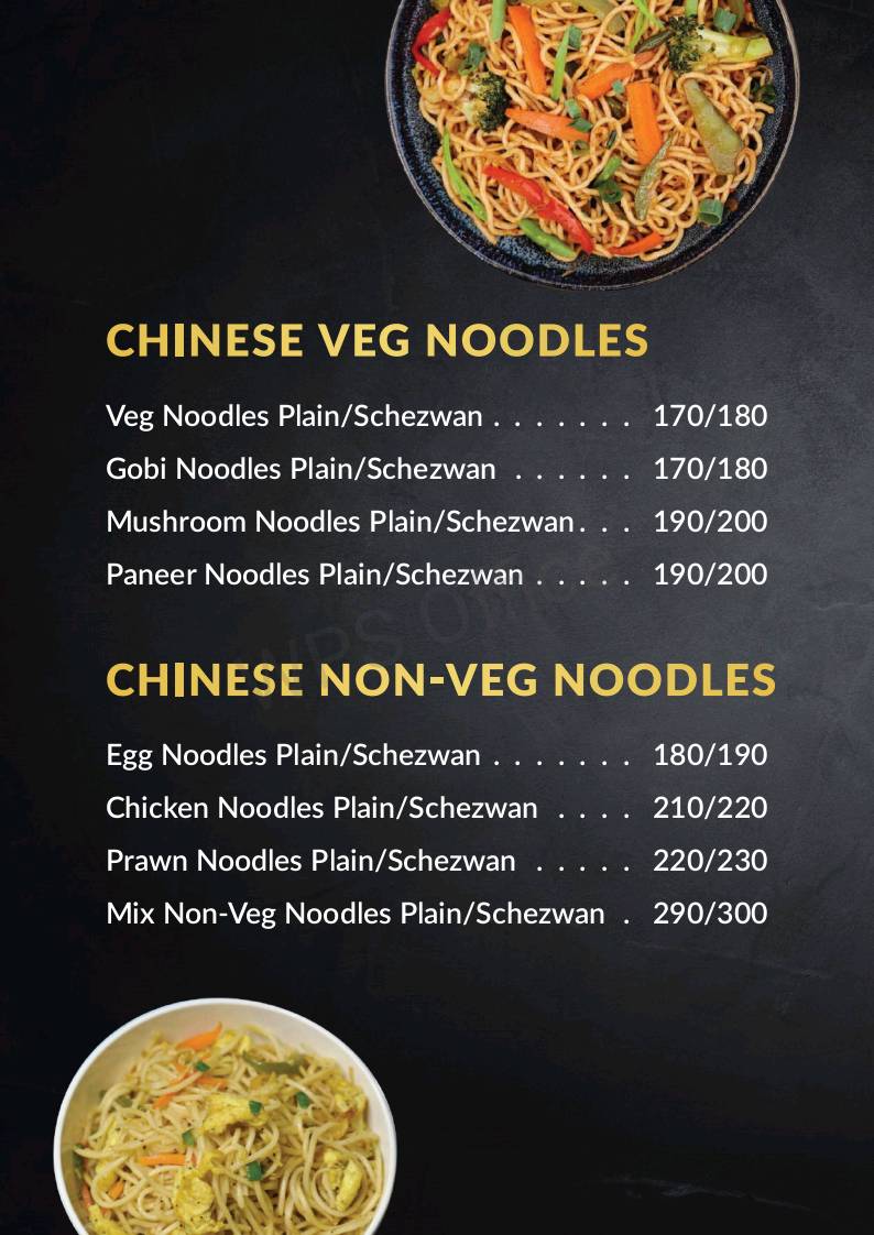 Chandoos Restaurant & Bakery menu