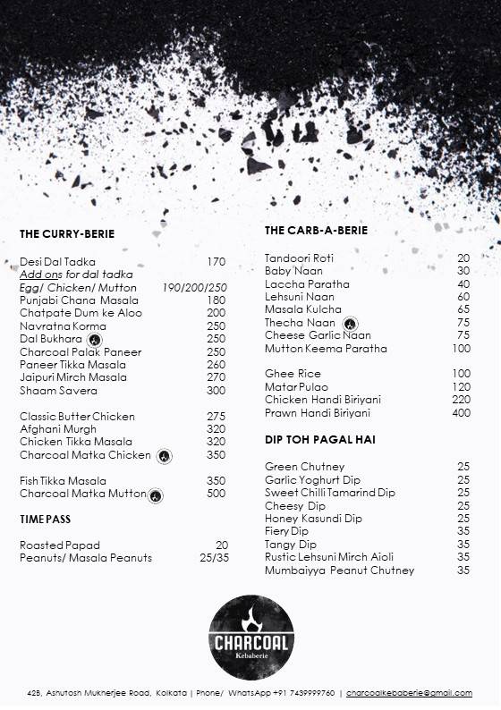Charcoal Kebaberie menu