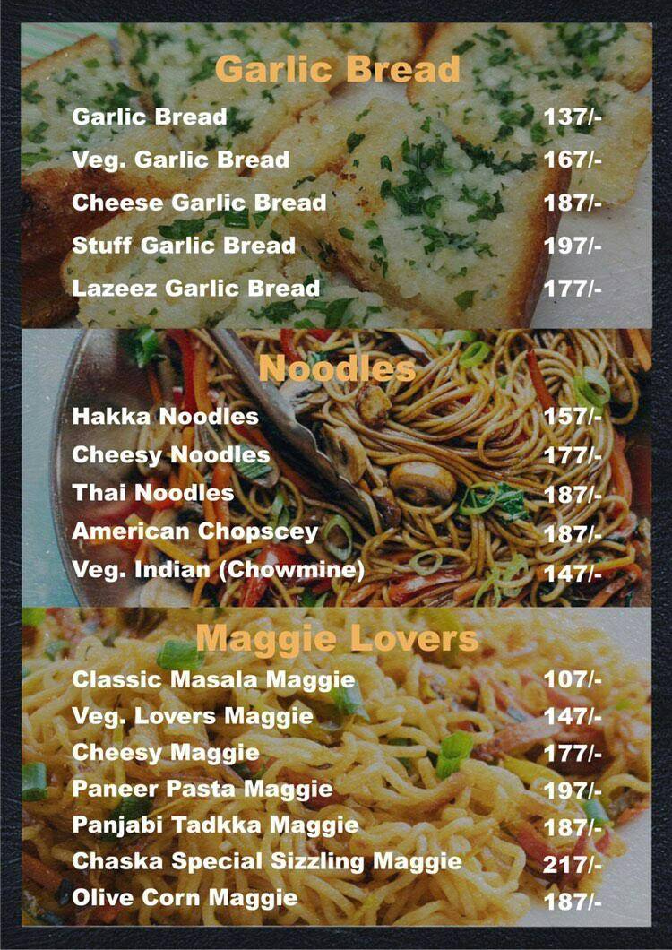 Chaska The Cafe And Lounge menu