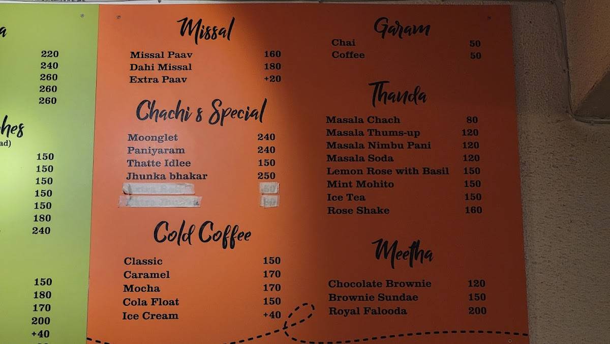 Chatori Chachi menu