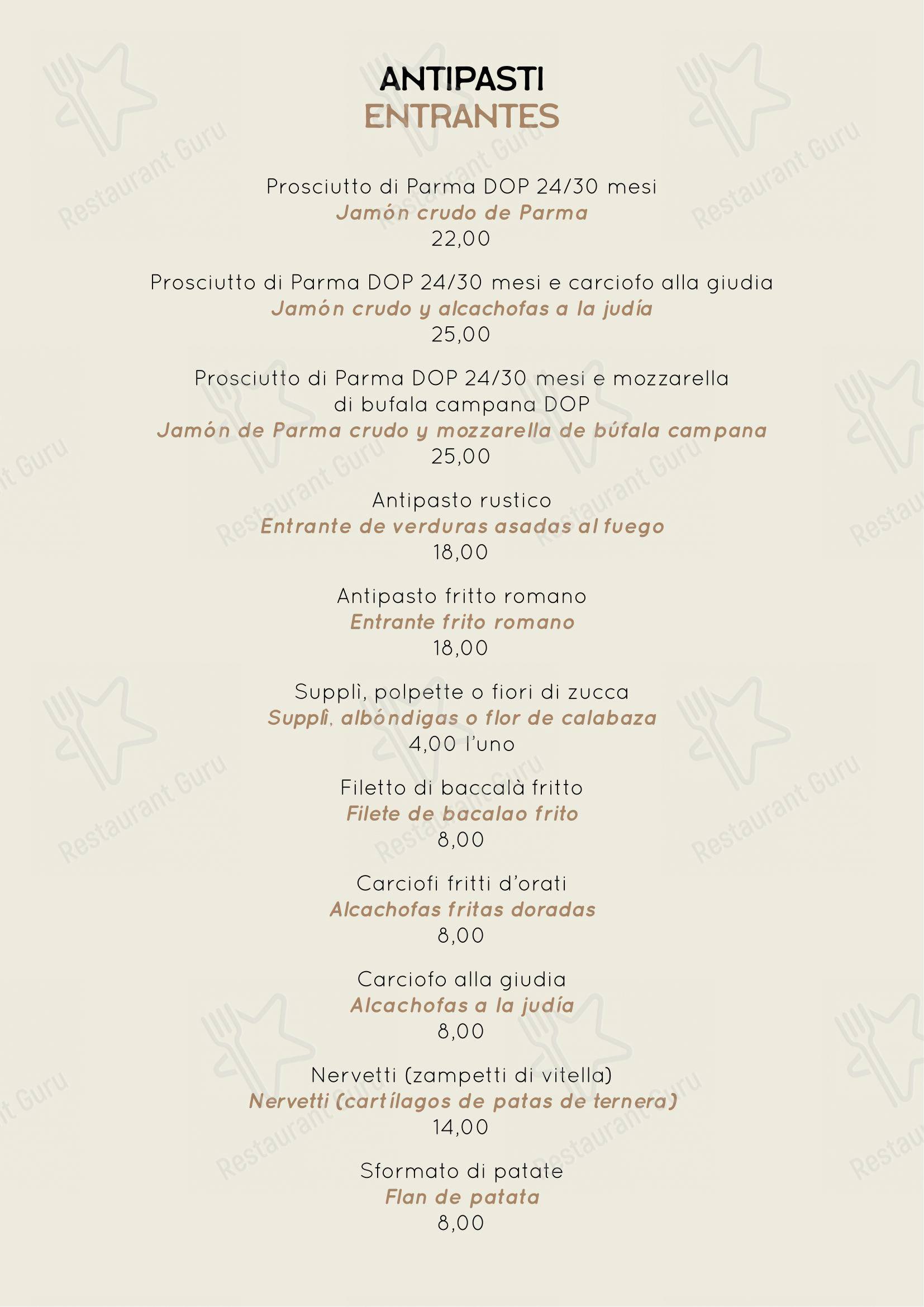Checco Er Carettiere in Roma - 菜单