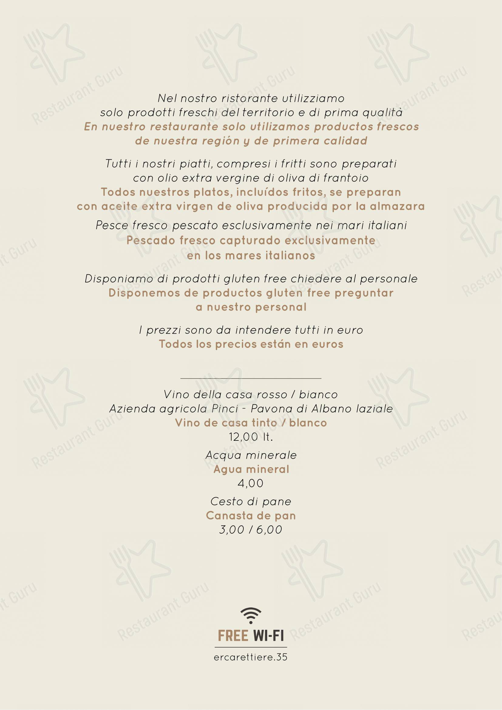 Checco Er Carettiere in Roma - 菜单