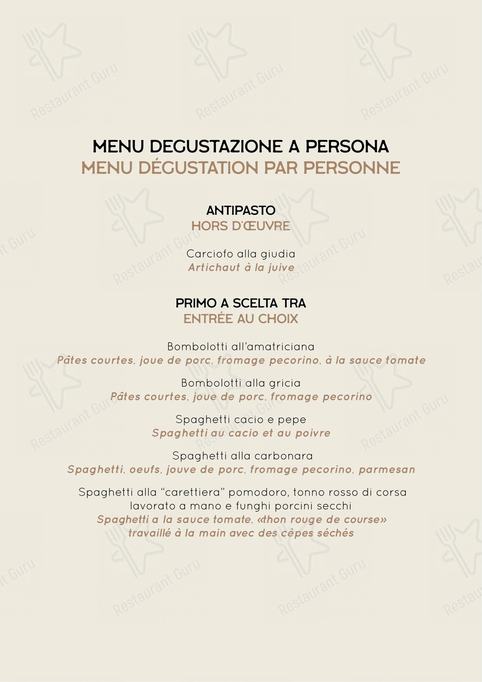 Checco Er Carettiere in Roma - Menu bar