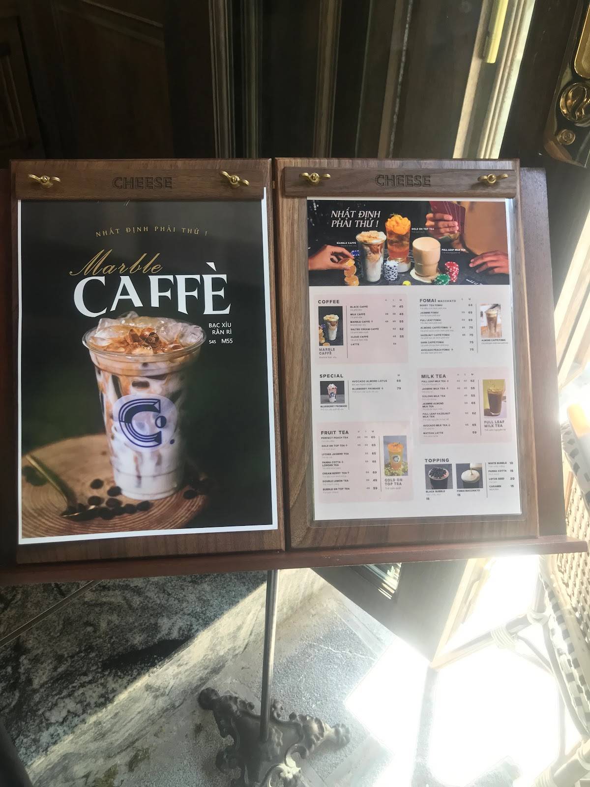 Menu at Cheese Coffee, Hanoi