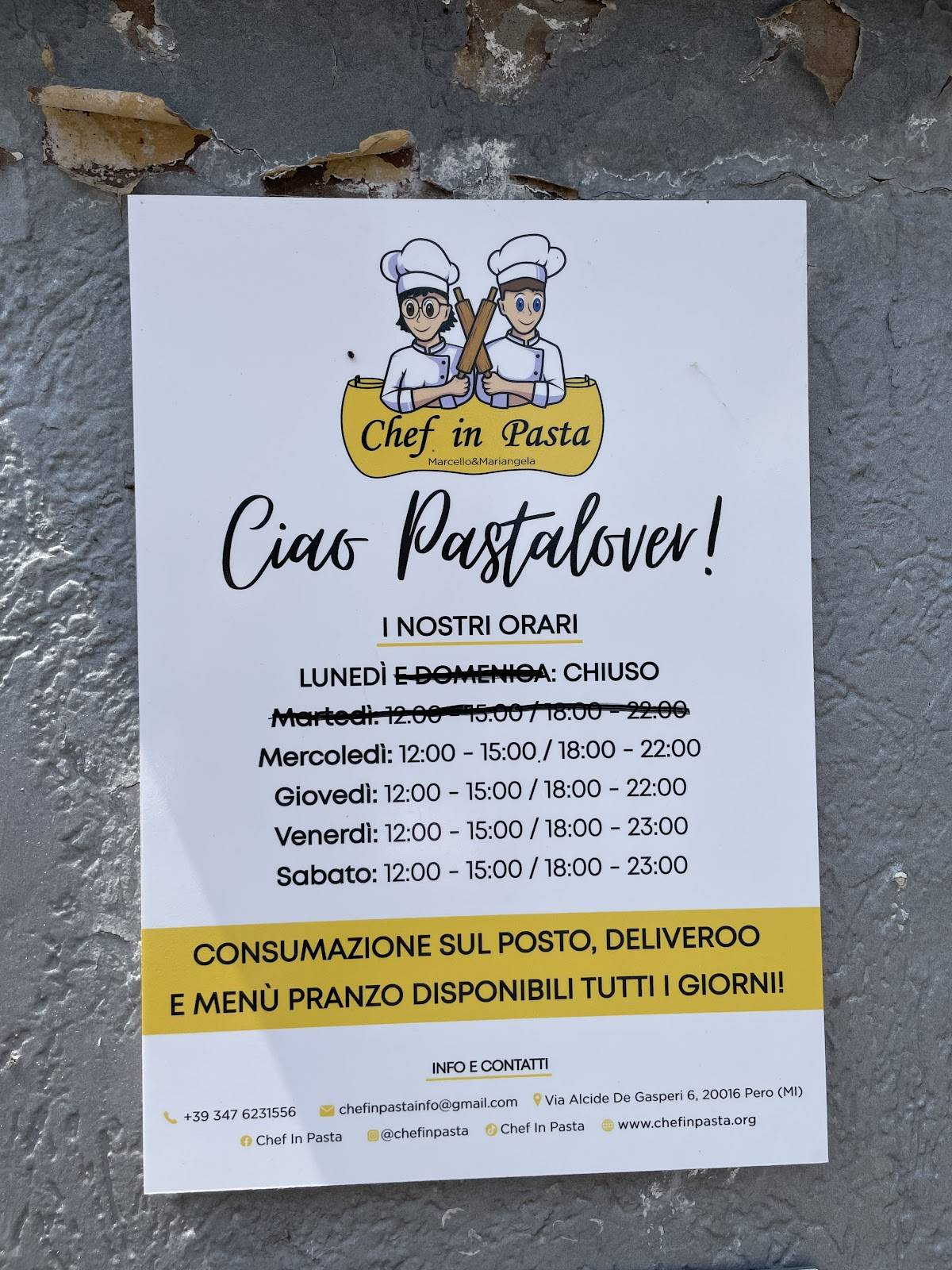 Menu di Chef in pasta 