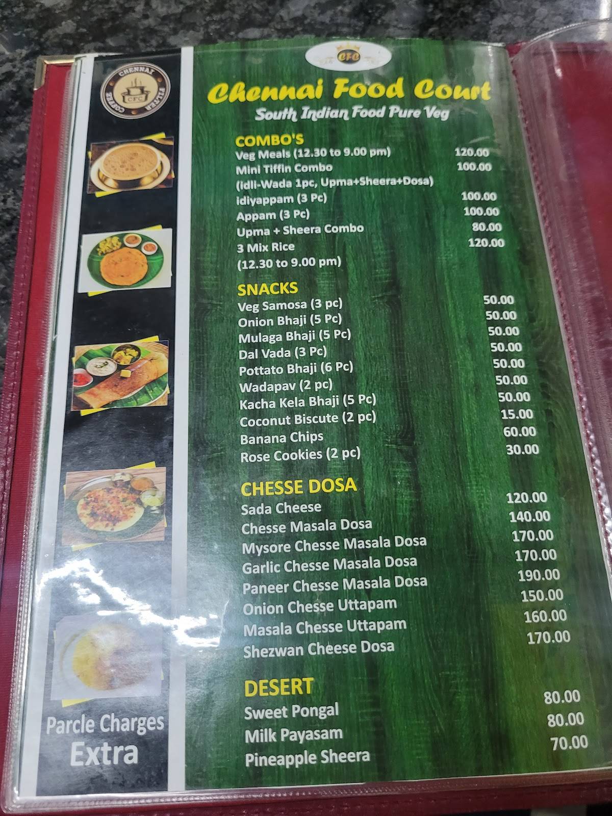 Chennai Food Court menu