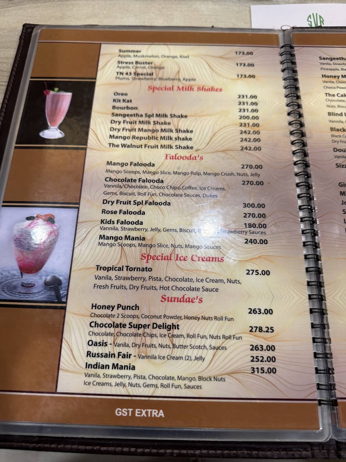 Sangeetha Veg Restaurant menu