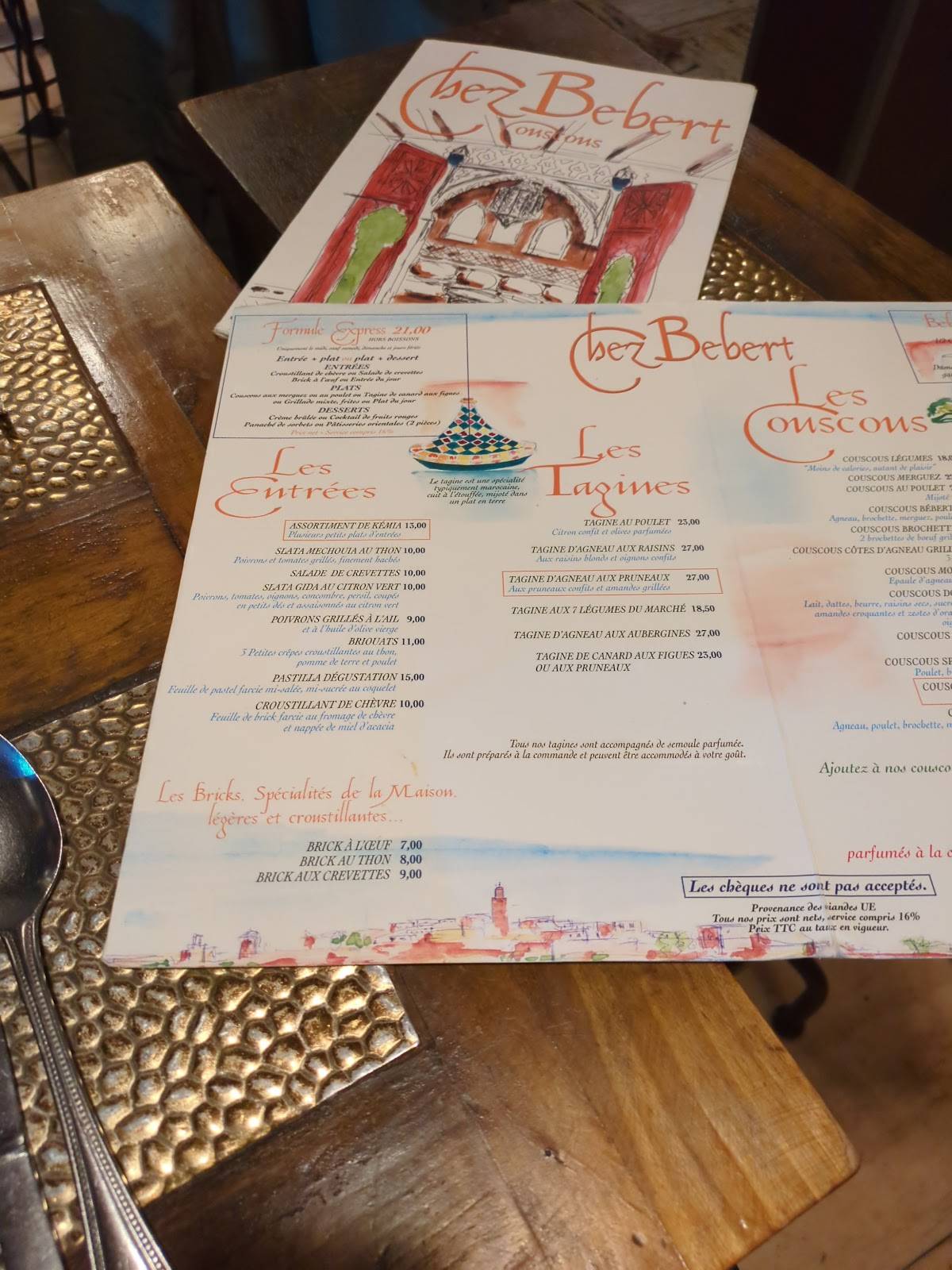 Menu de Chez Bébert