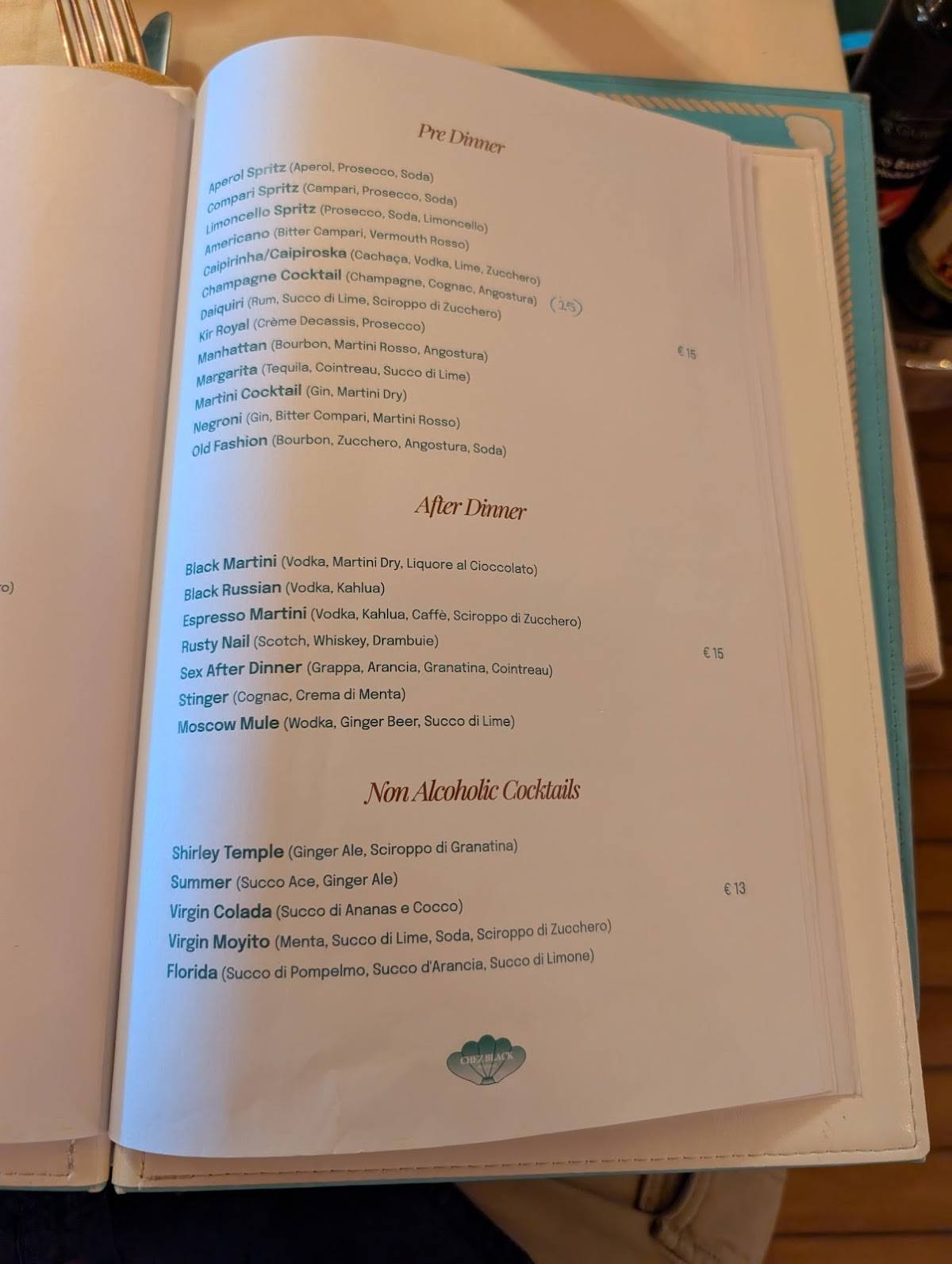 Menu di Chez Black 