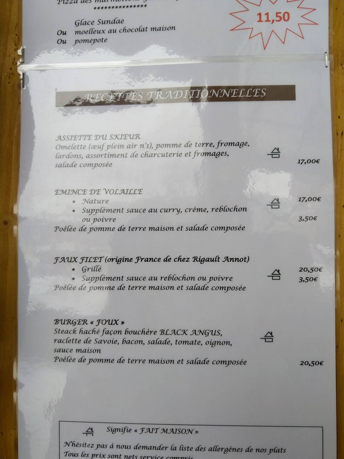 Menu de Chez Natacha et Gael