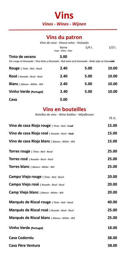 Menu de Chez Sam