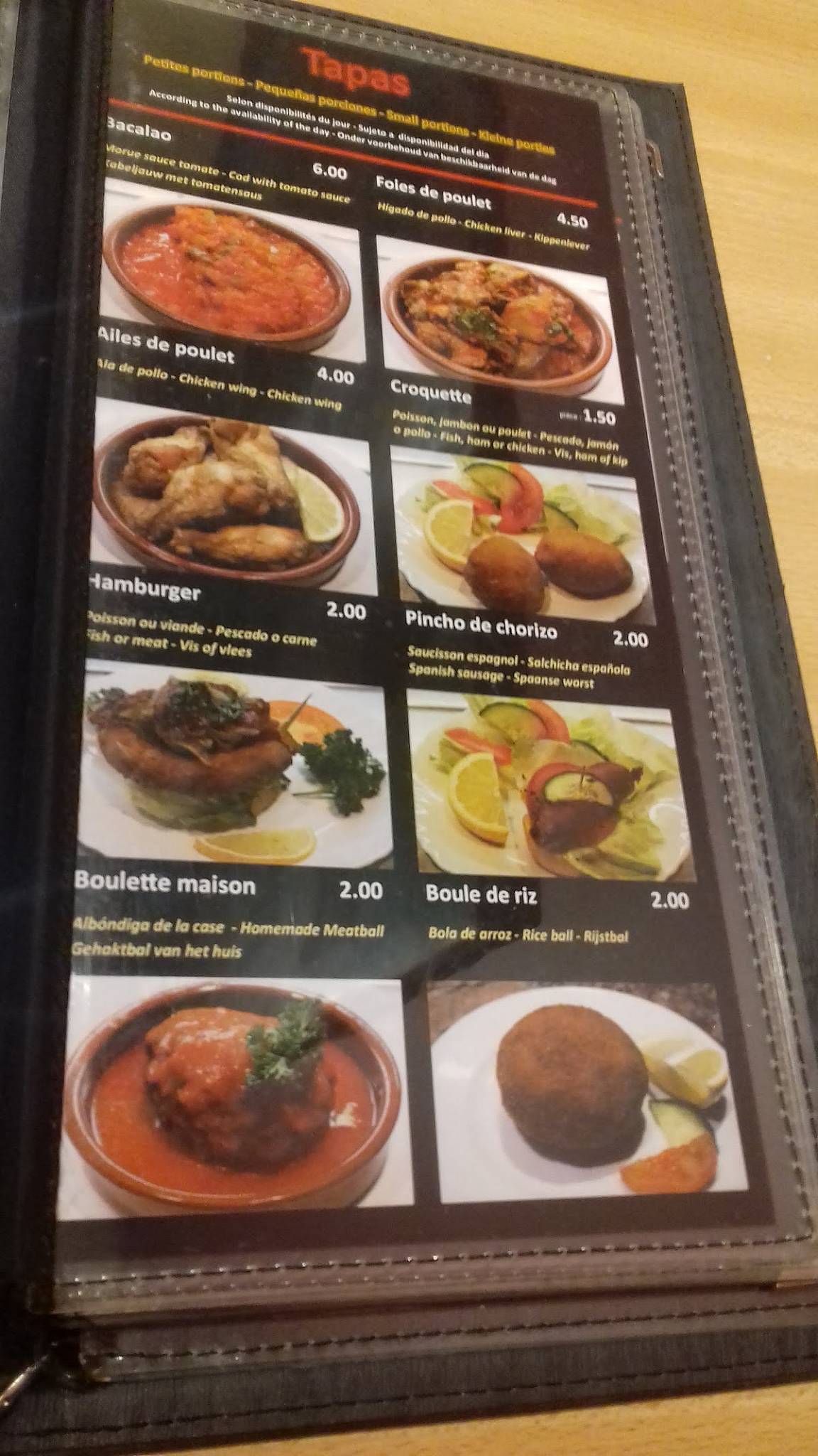 Menu de Chez Sam