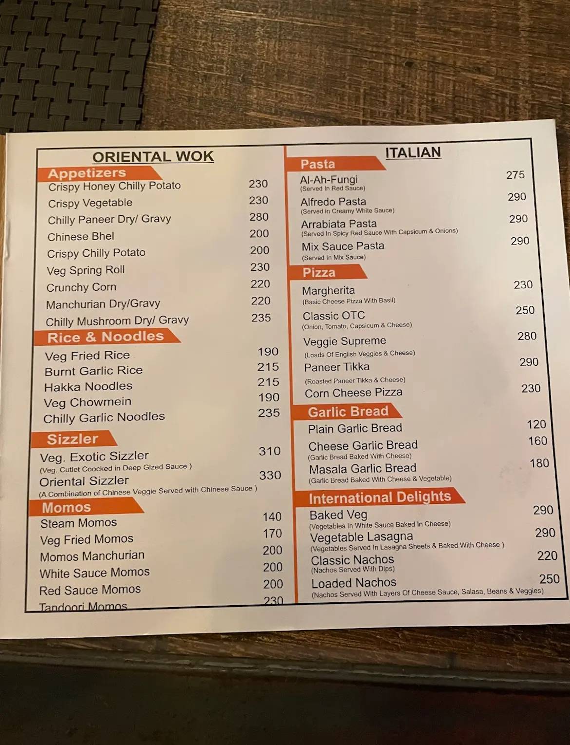 Chhabra's Restaurant menu