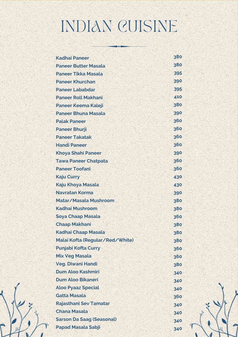 Chhabra's Restaurant menu