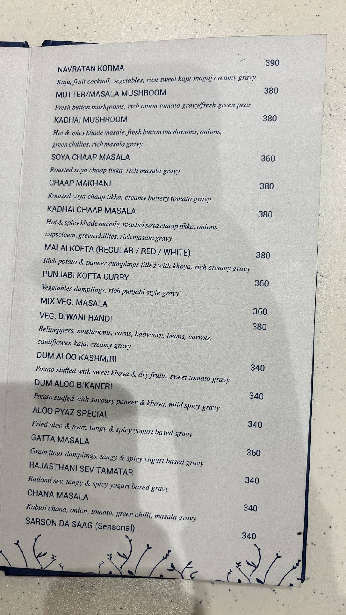 Chhabra's Restaurant menu