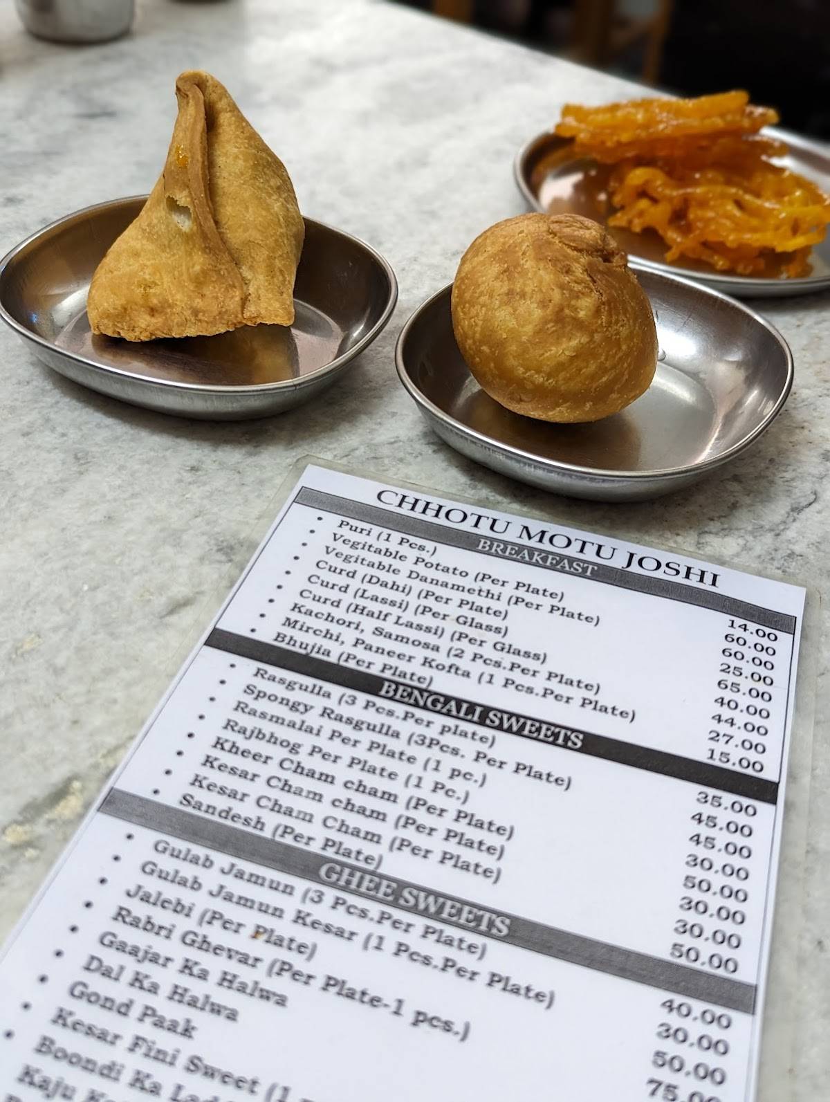 Chhotu Motu Joshi menu