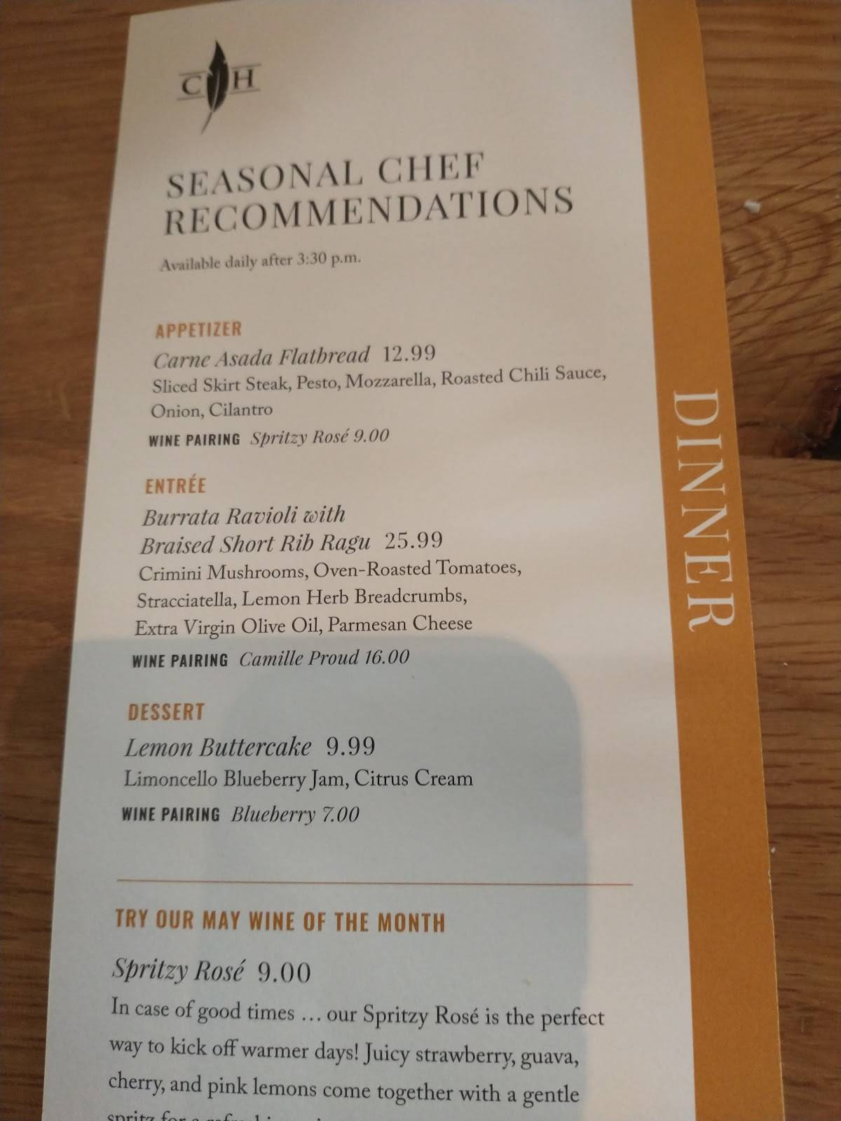 Menu at Cooper's Hawk Winery & Restaurant Oak Lawn, Oak Lawn, W 111th St