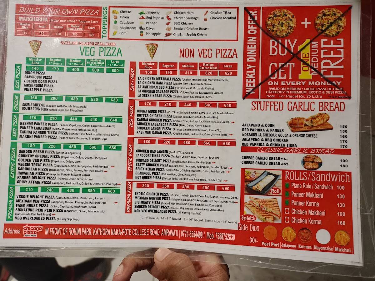 Chicago Pizza Amravati Best Pizza in Amravati menu