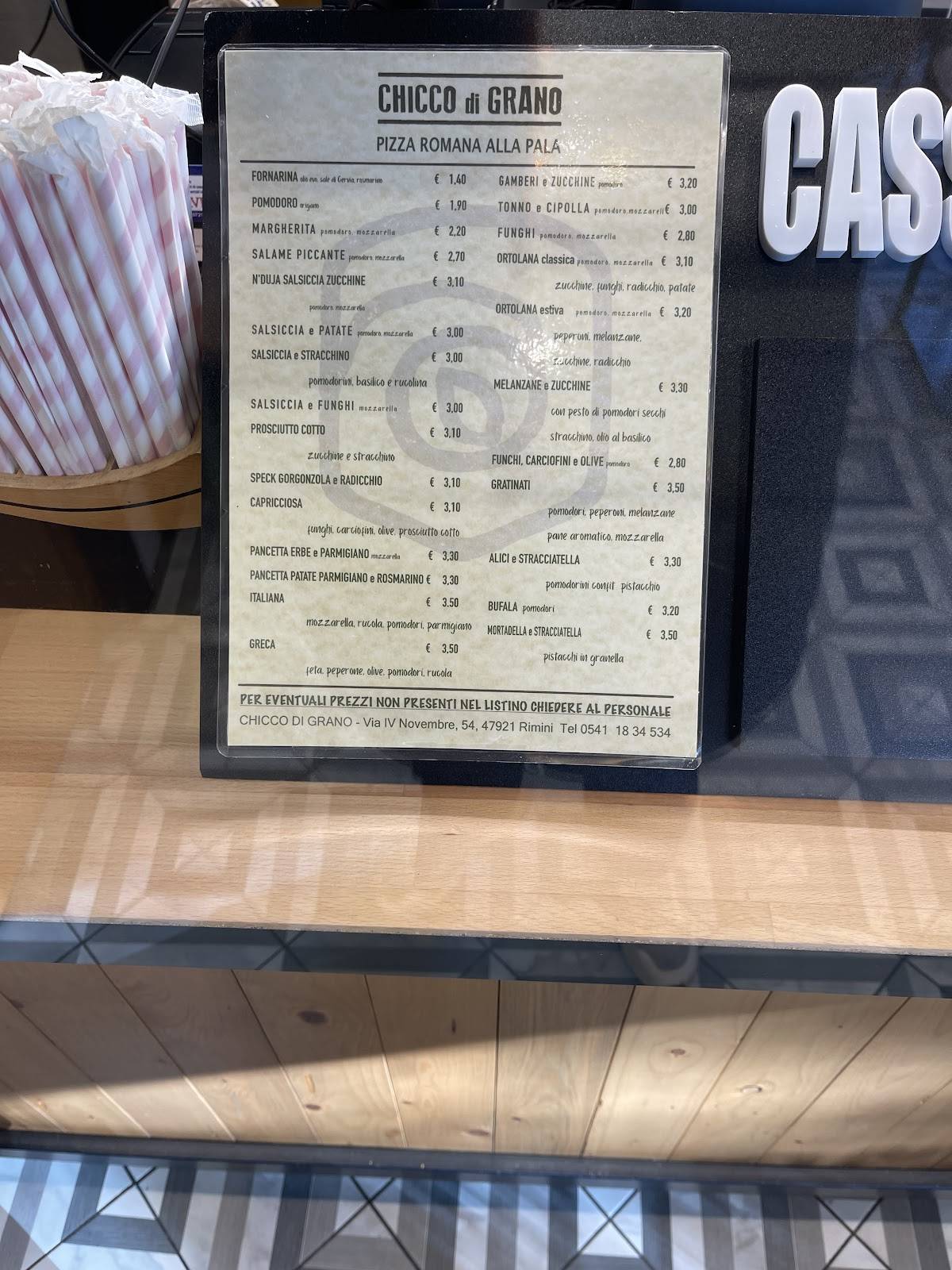 Menu di Chicco di Grano 