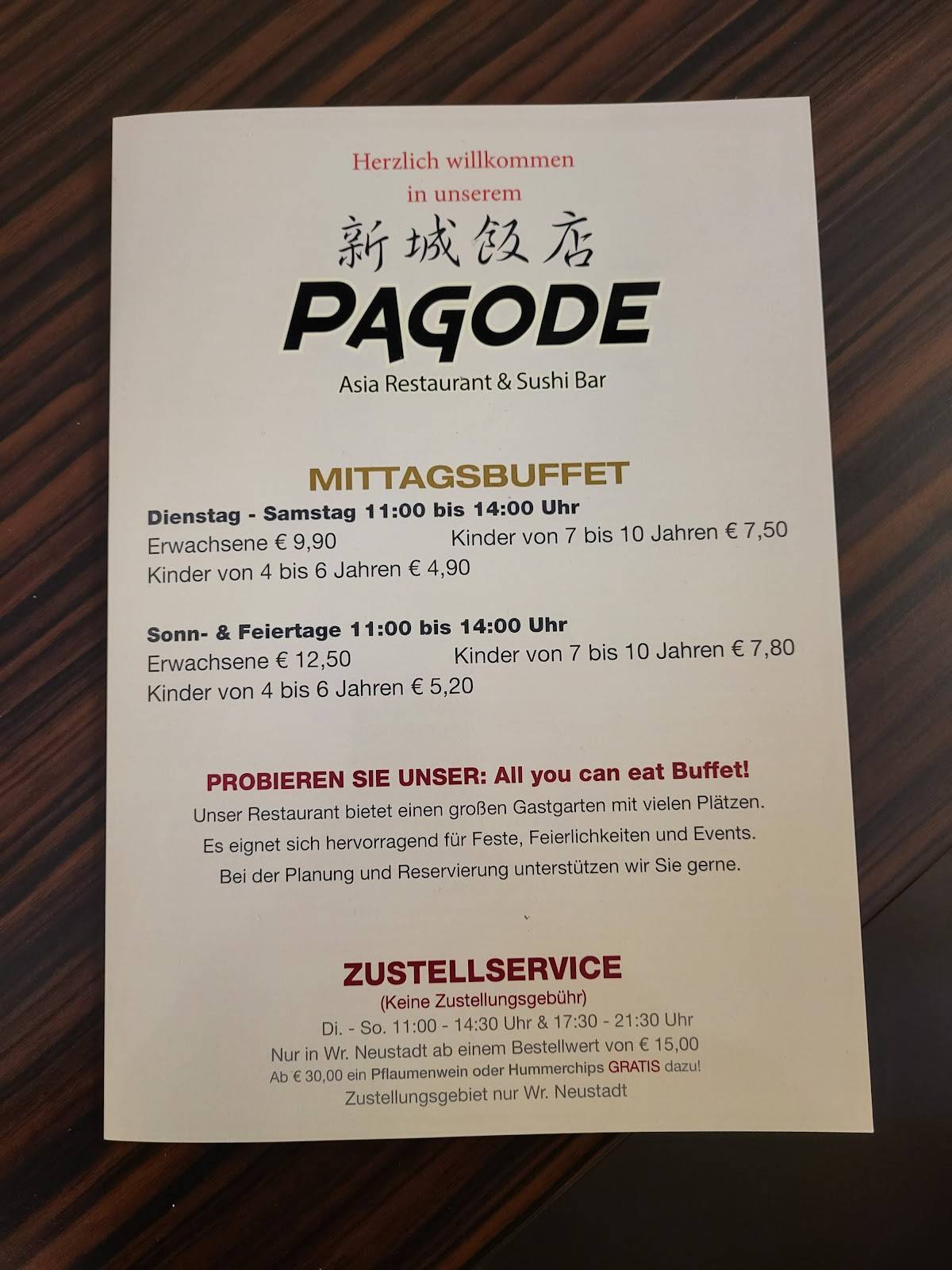 Menu de China Restaurant Pagode