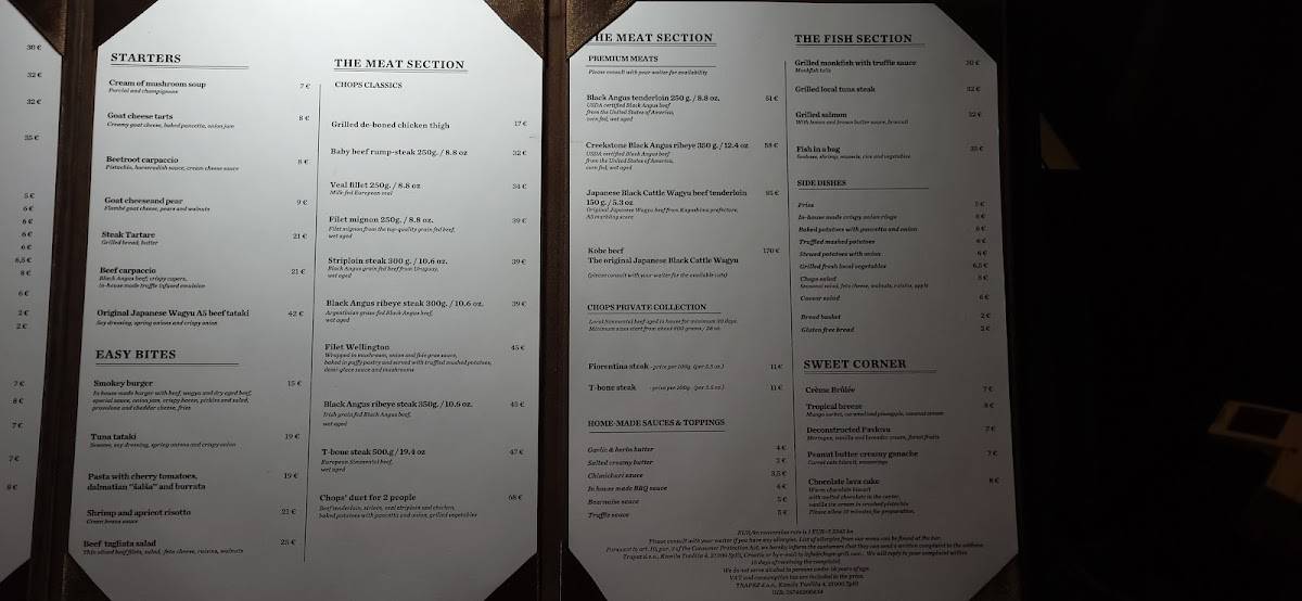 Menu di Chops Grill - Steak & Seafood 