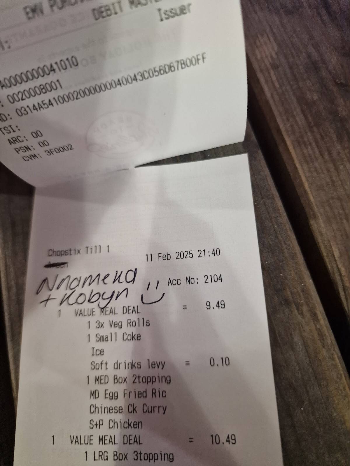 Menu at Chopstix – Minehead (Butlins) restaurant, Minehead