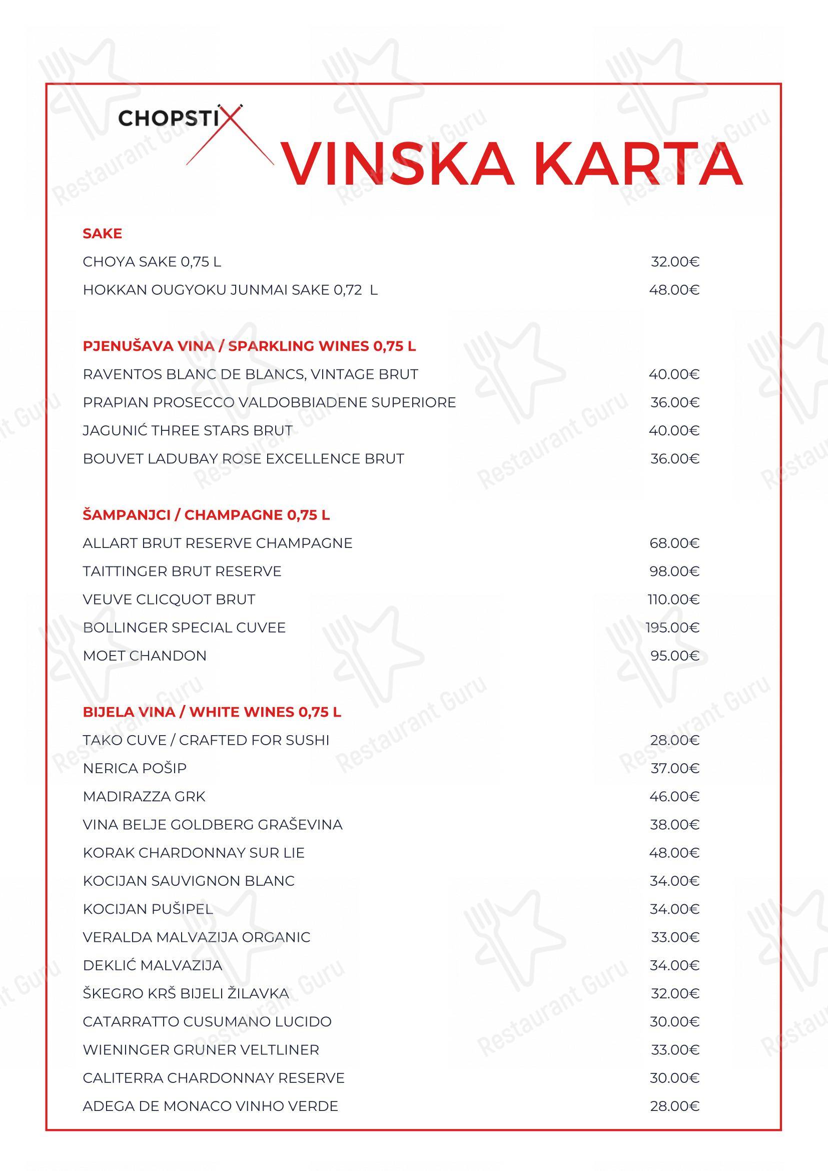 Menu di Chopstix Pan Asian Cuisine & Sushi bar - Menu