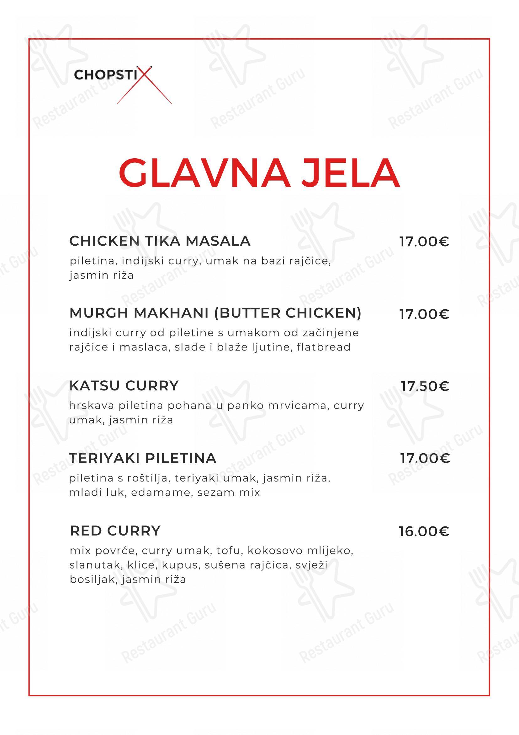 Chopstix Pan Asian Cuisine & Sushi bar in Zagabria - Menu