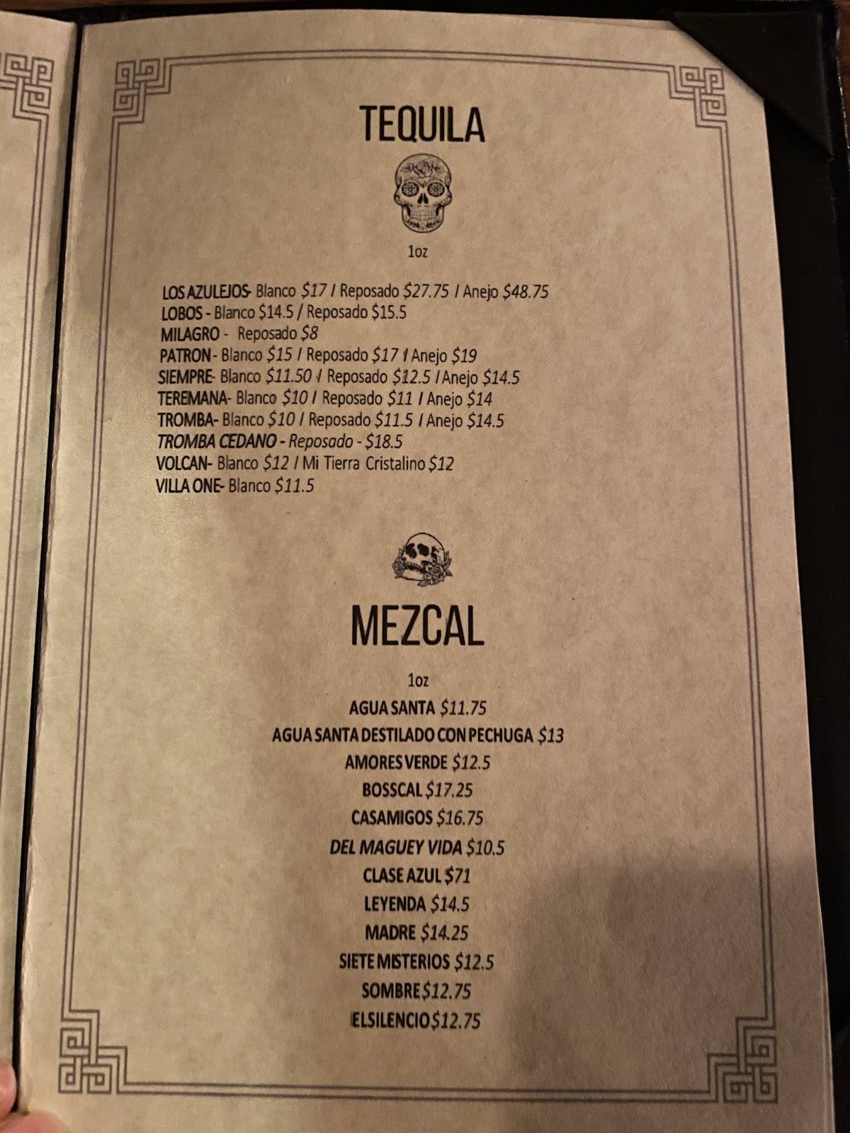 Menu de Chula Taberna Mexicana