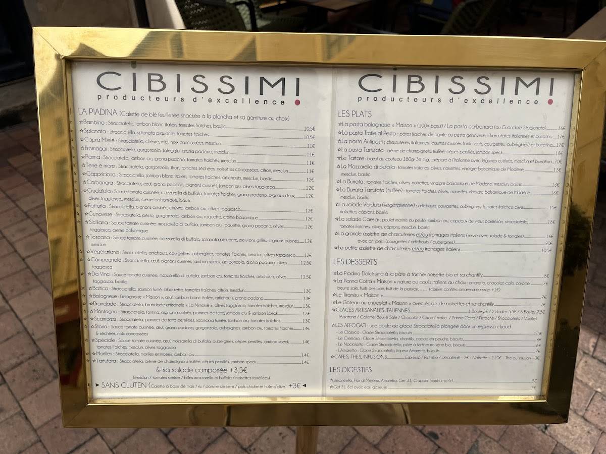 Menu de Cibissimi